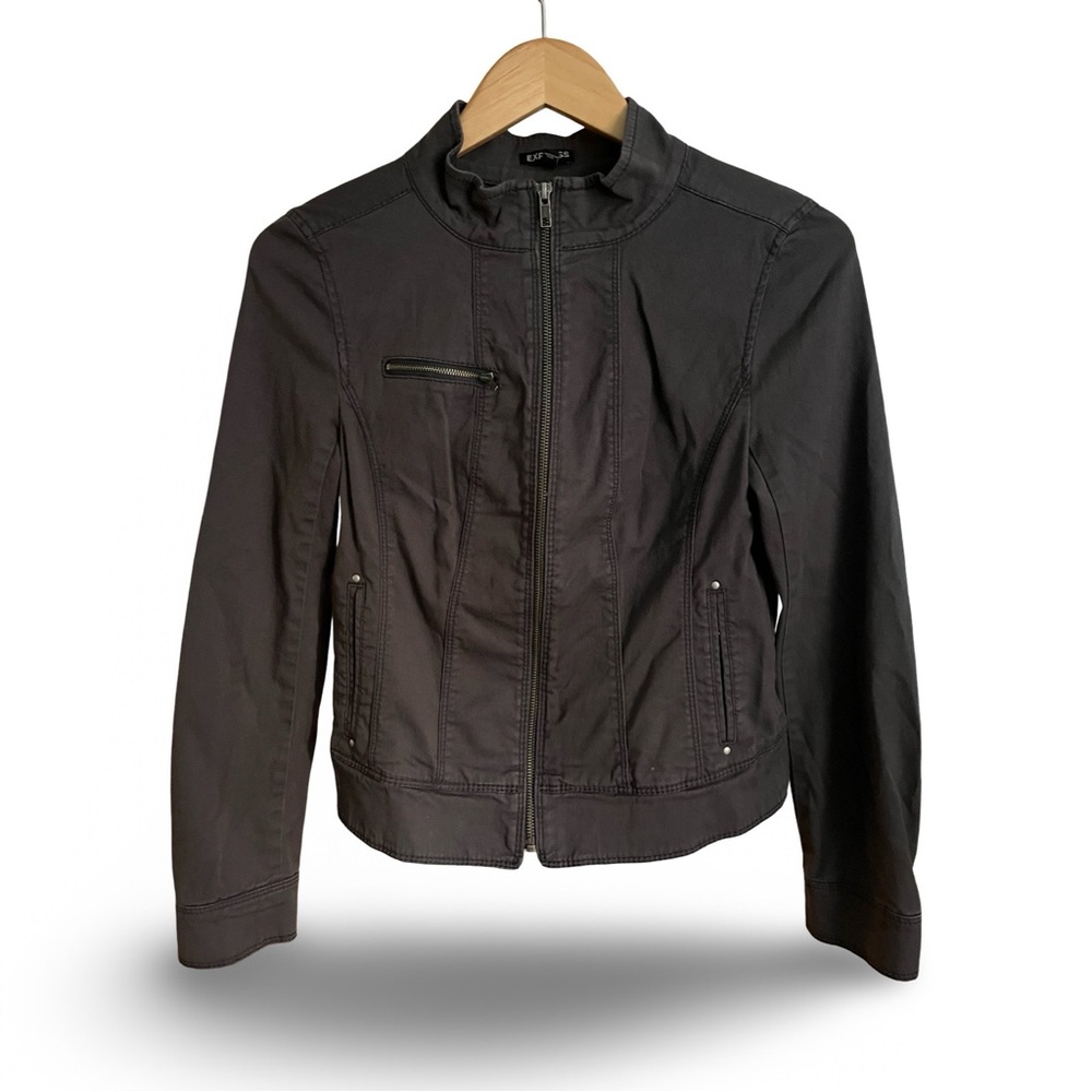 Express Light Weight Charcoal Zip-Up Jacket